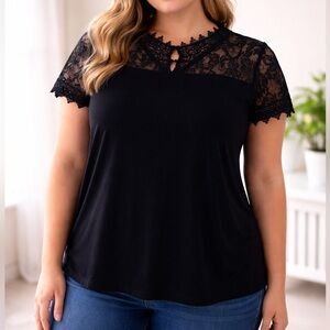 INC International Concepts Black Lace Blouse